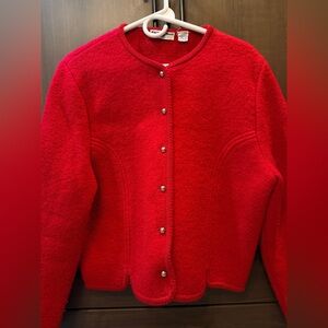 Vintage 100% Wool Red Heavy Cardigan/ Jacket